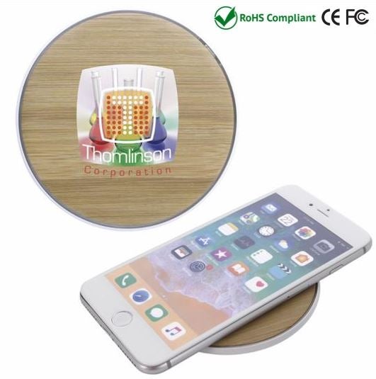 Wireless Charging Pad Bamboo Finish Eco Promotional Products